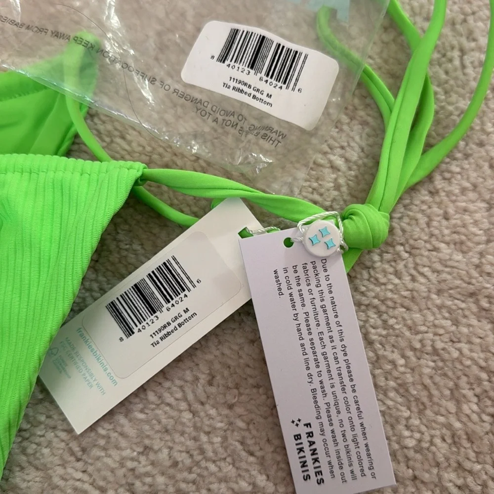 Frankie’s Bikinis green ribbed bikini bottom